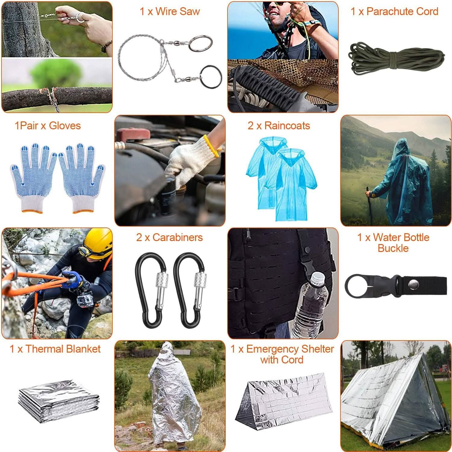 125-Piece Emergency Survival Gear Kit Outdoor Adventure