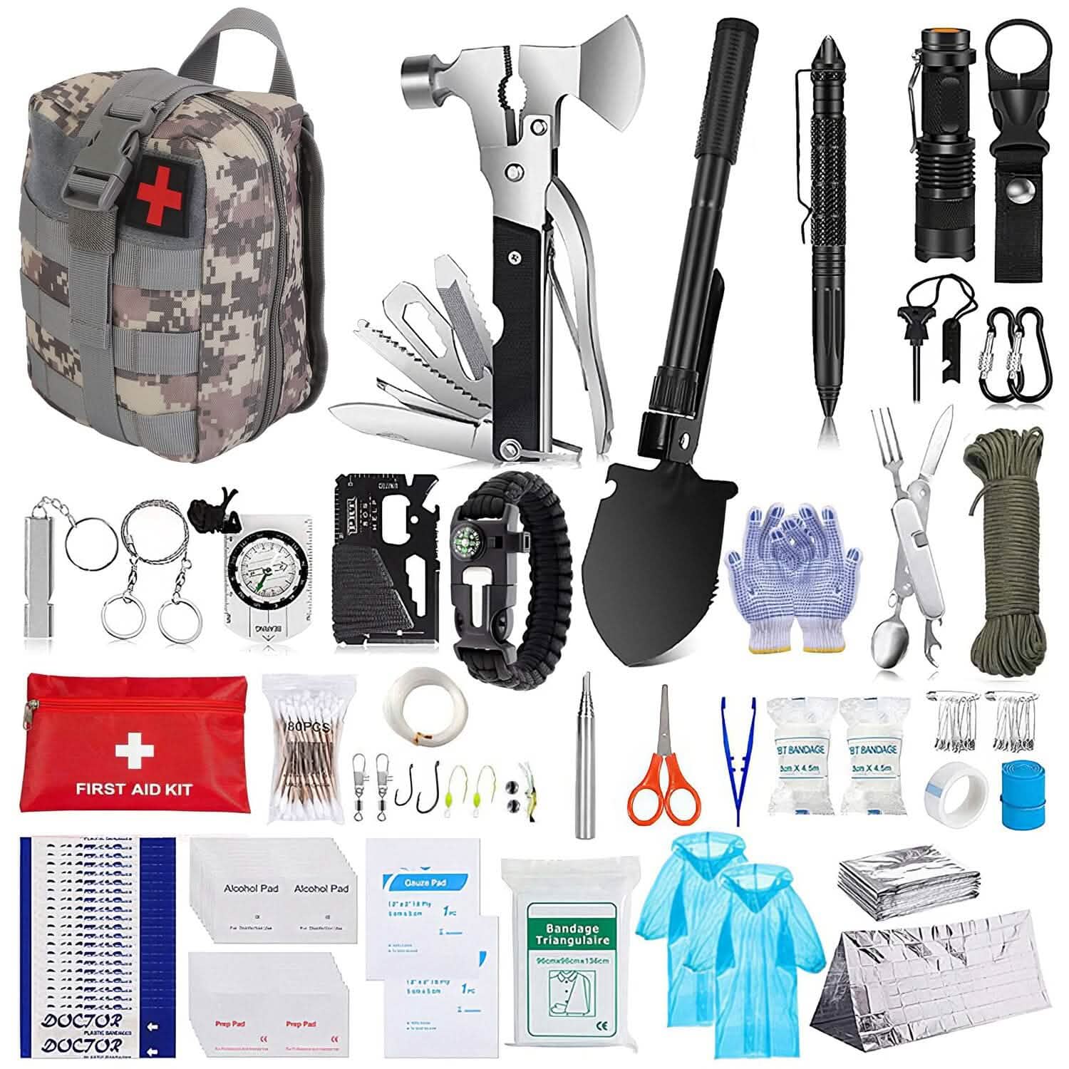 125-Piece Emergency Survival Gear Kit Outdoor Adventure