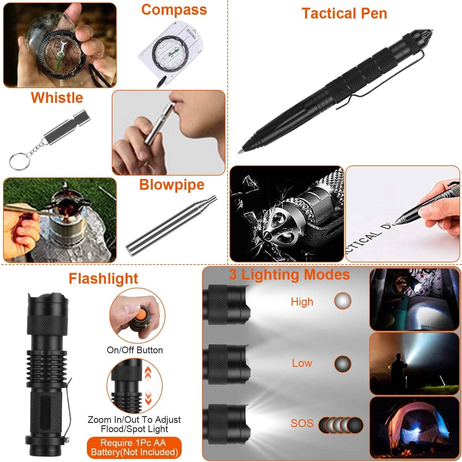 125-Piece Emergency Survival Gear Kit Outdoor Adventure