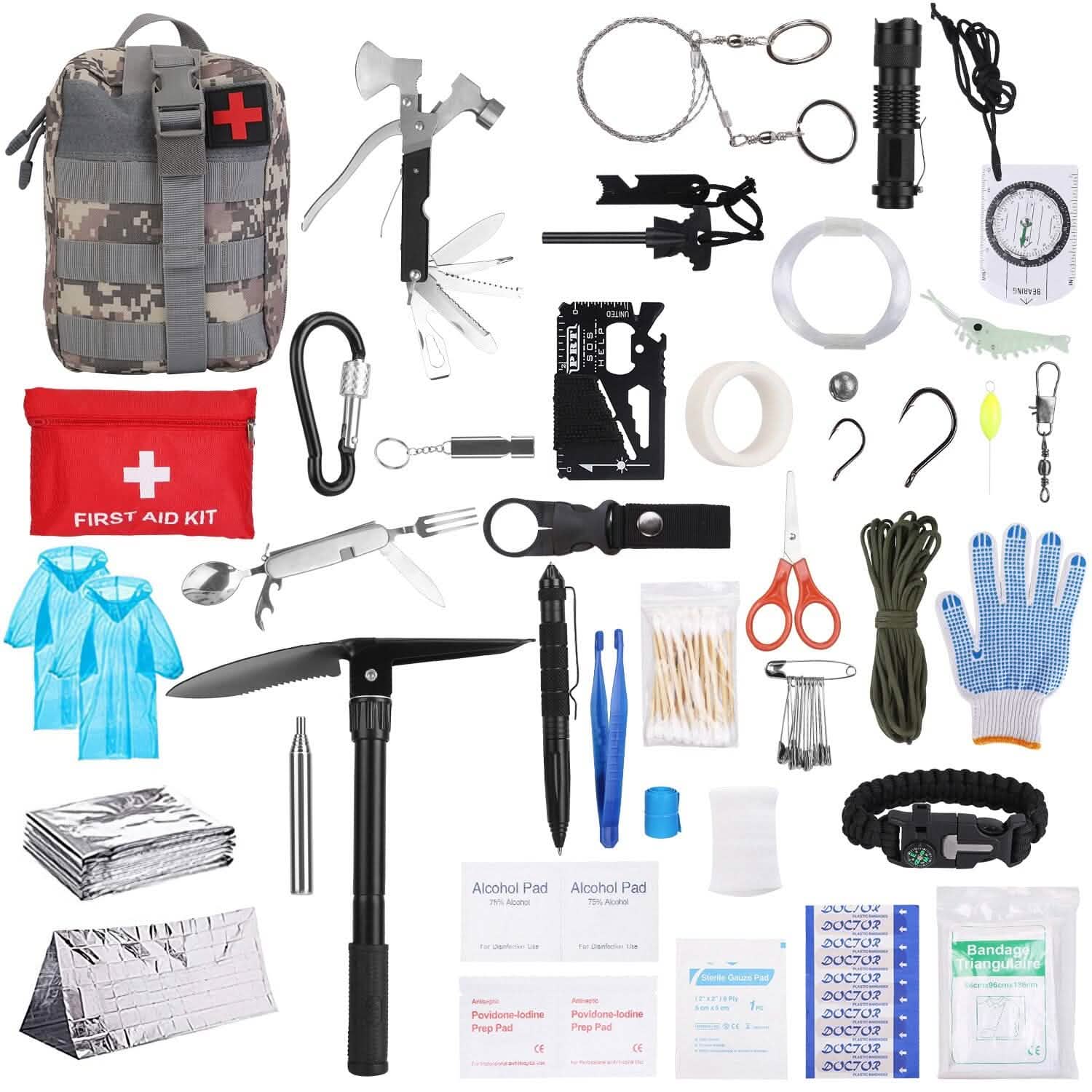 125-Piece Emergency Survival Gear Kit Outdoor Adventure