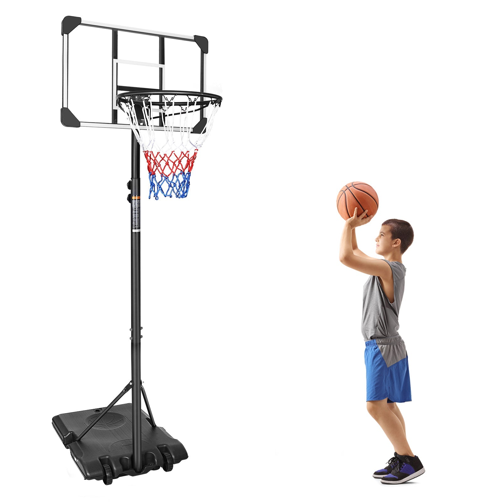 Portable Basketball Goal System With Stable Wheeled Base