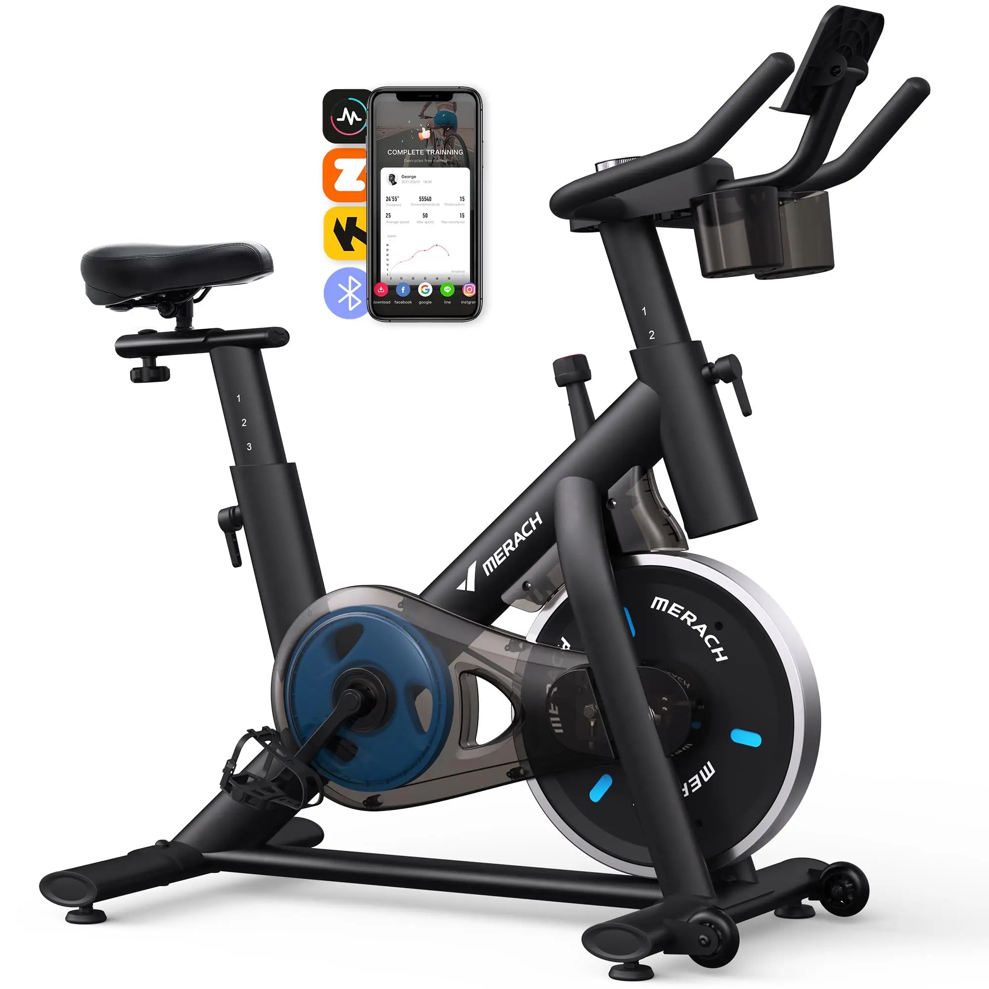 270lbs Capacity Silent Indoor Bike with Fitness Classes