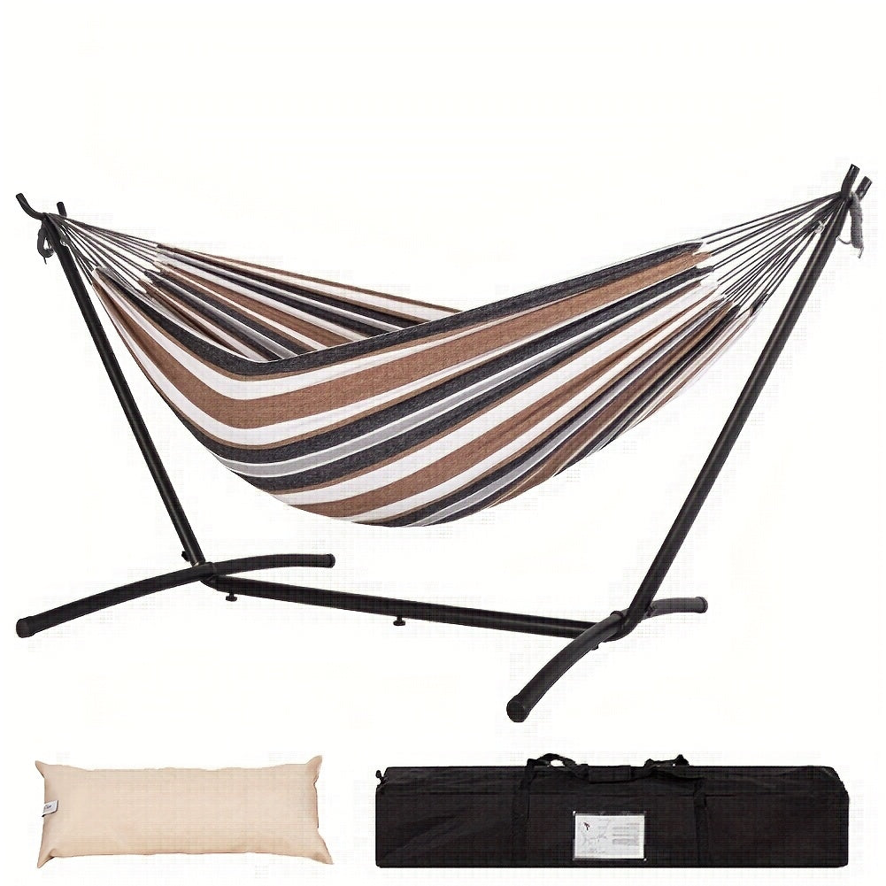 Heavy Duty Double Hammock with Steel Stand 450lbs Portable Outdoor Indoor Blue