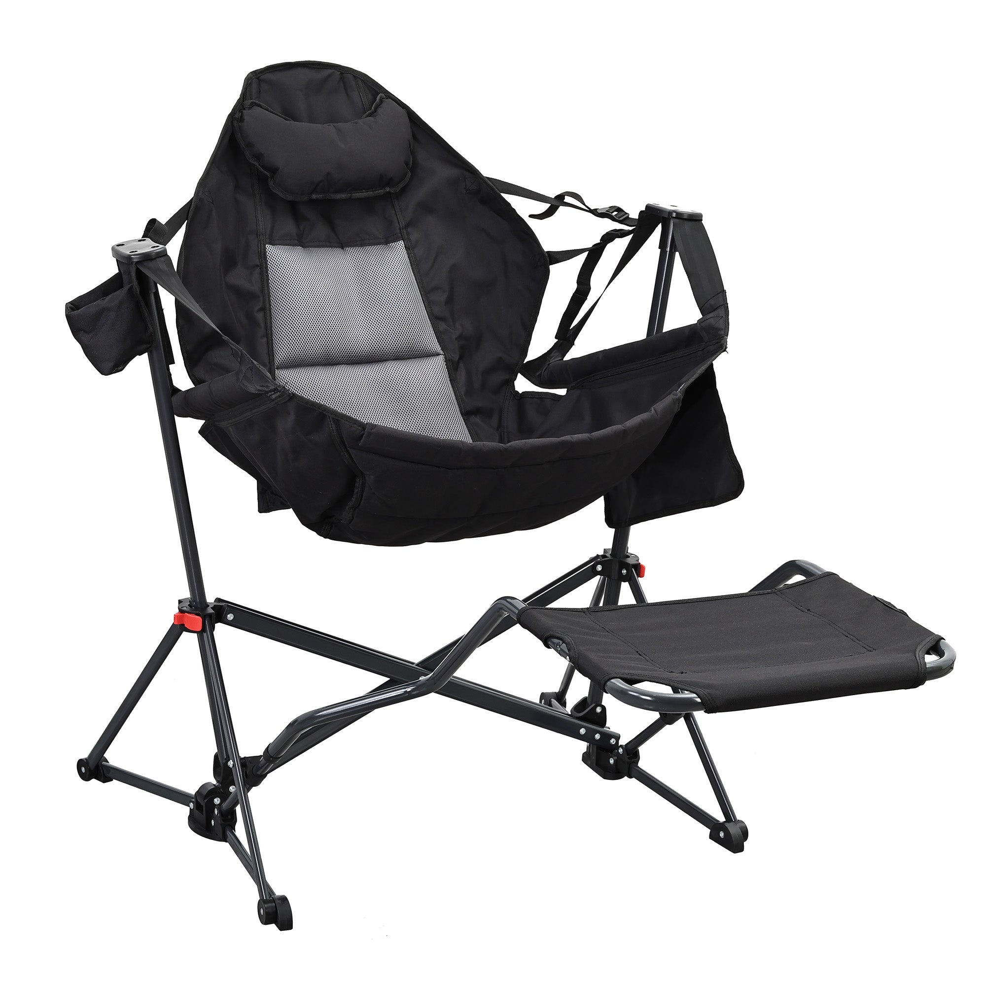 Ainfox Hammock Camping Chair with Footrest, Foldable Portable Rocking Chairs for Adults Outside Swinging Camp for Outdoor Patio Poolside