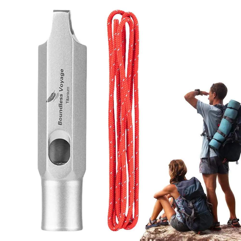 Titanium Loud Survival Whistle With Lanyard Safety