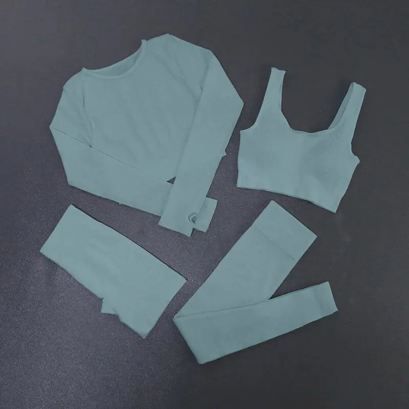 Women's Seamless Ribbed Yoga Activewear Set