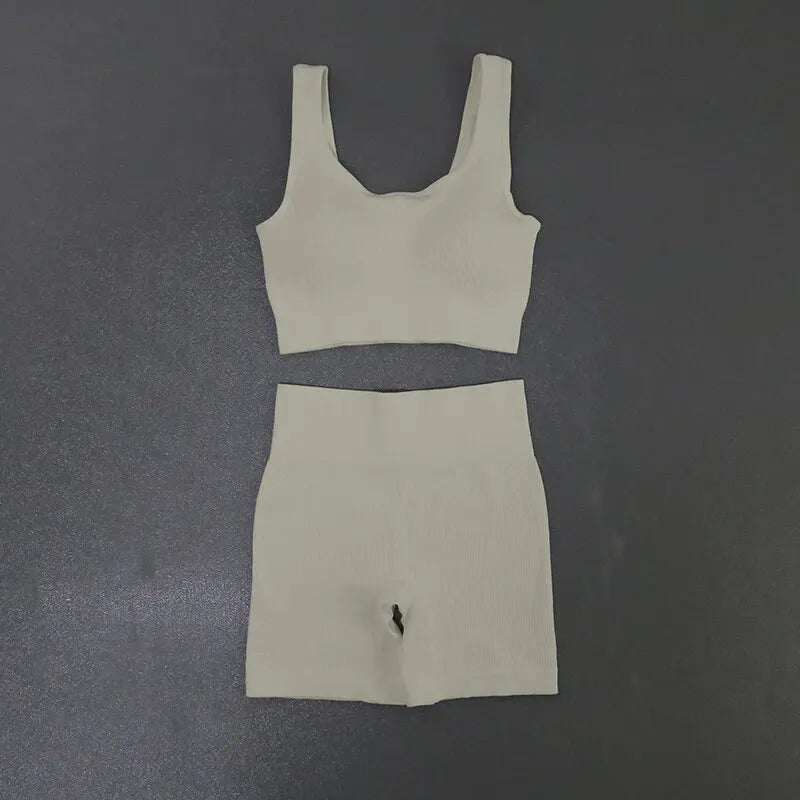 Women's Seamless Ribbed Yoga Activewear Set