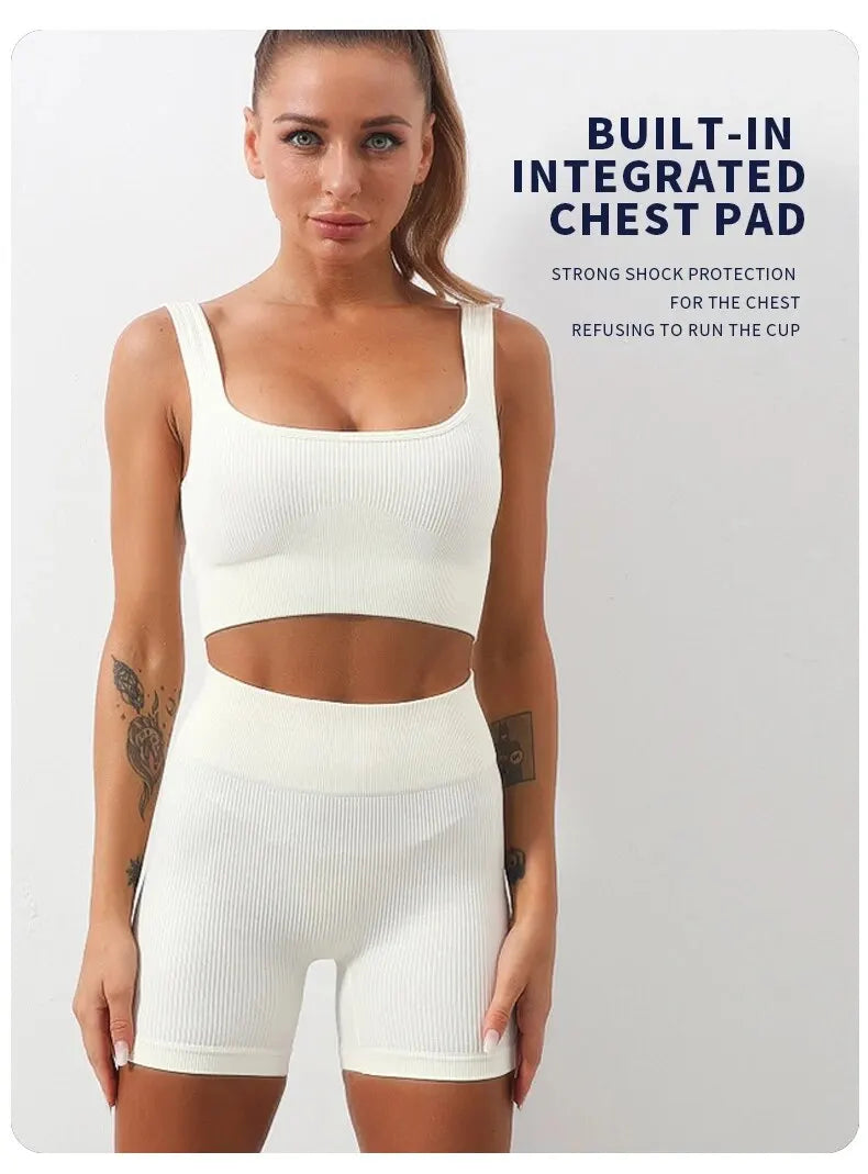 Women's Seamless Ribbed Yoga Activewear Set