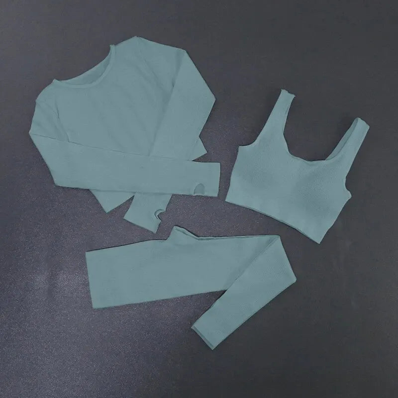Women's Seamless Ribbed Yoga Activewear Set
