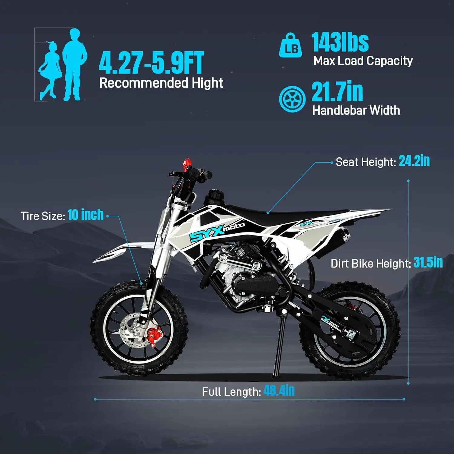 58cc Kids Dirt Bike - 4-Stroke Gas Powered Mini Pit Bike