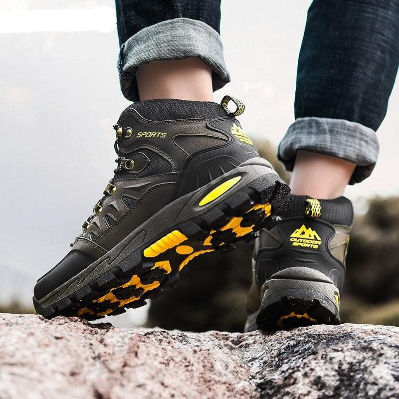 Unisex High-Top Leather Hiking Boots Outdoor Shoes